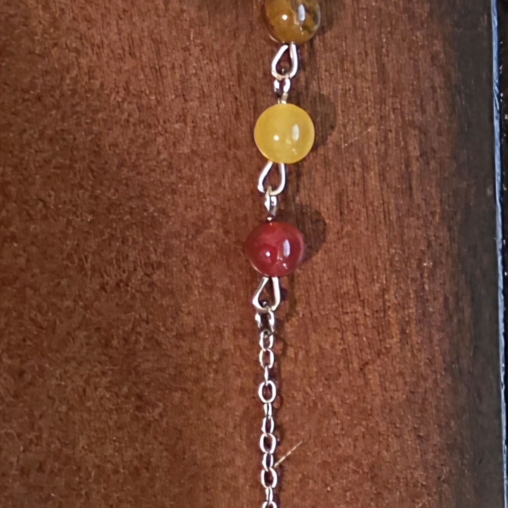 Vibrant Beaded Necklace with Silver Chain